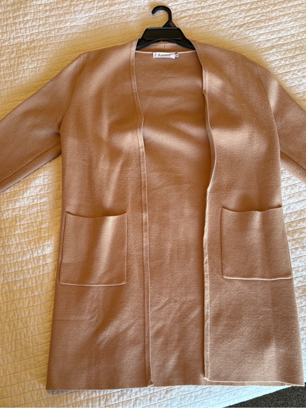 Light Tan Open-Front Women's Sweater Cardigan